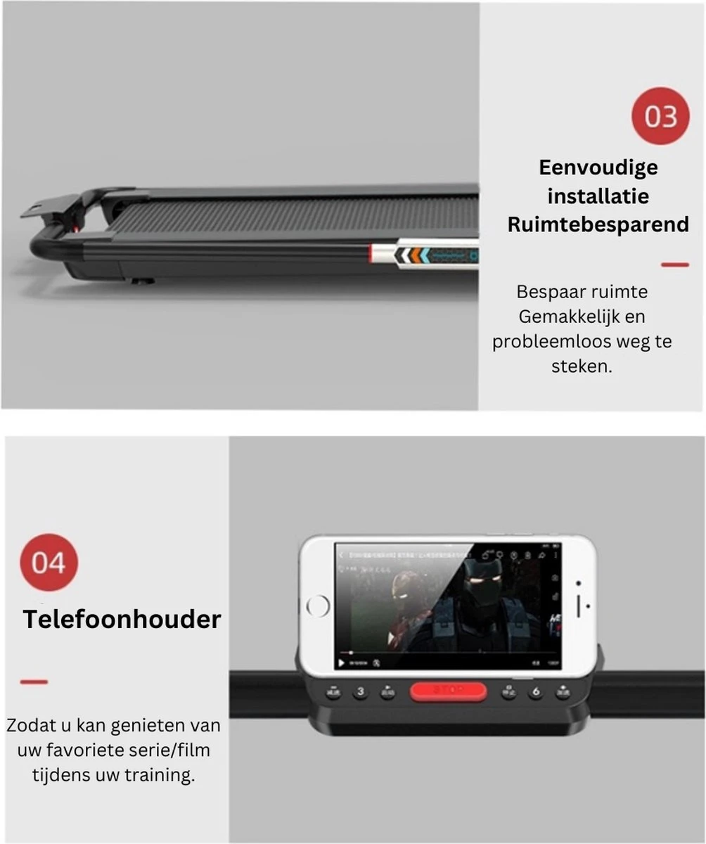 Merkloos Wandelband- Loopband Inklapbaar Met App- Walking Pad Extra Compact- Loopband Bureau-Zwart - Image 4