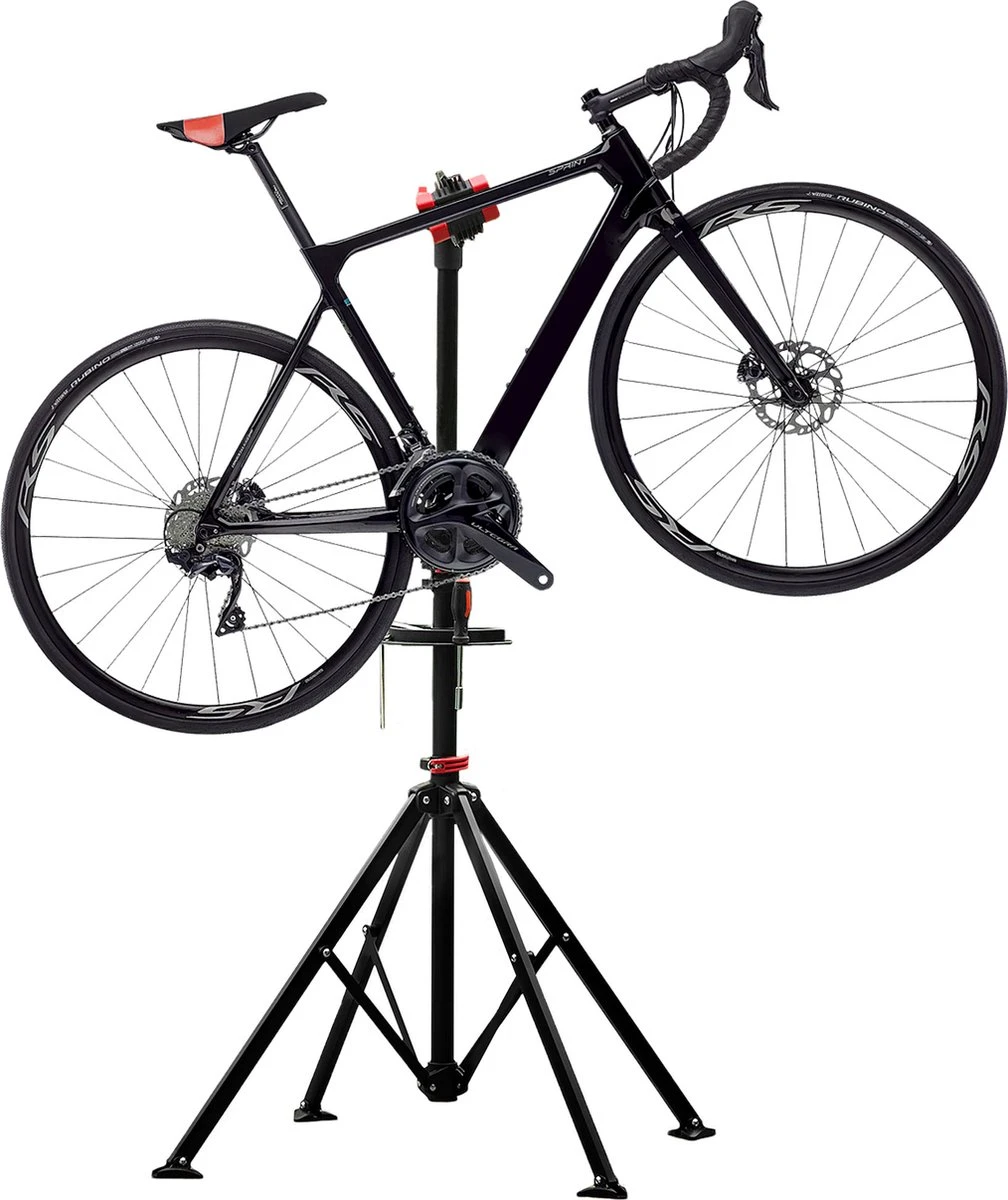 ACAZA Fiets Bevestigingsstandaard Met Snelsluiting, Gereedschapshouder En Stuurhouder, Lichte En Draagbare Reparatie Standaard Voor Fietsen, Zwart Statief