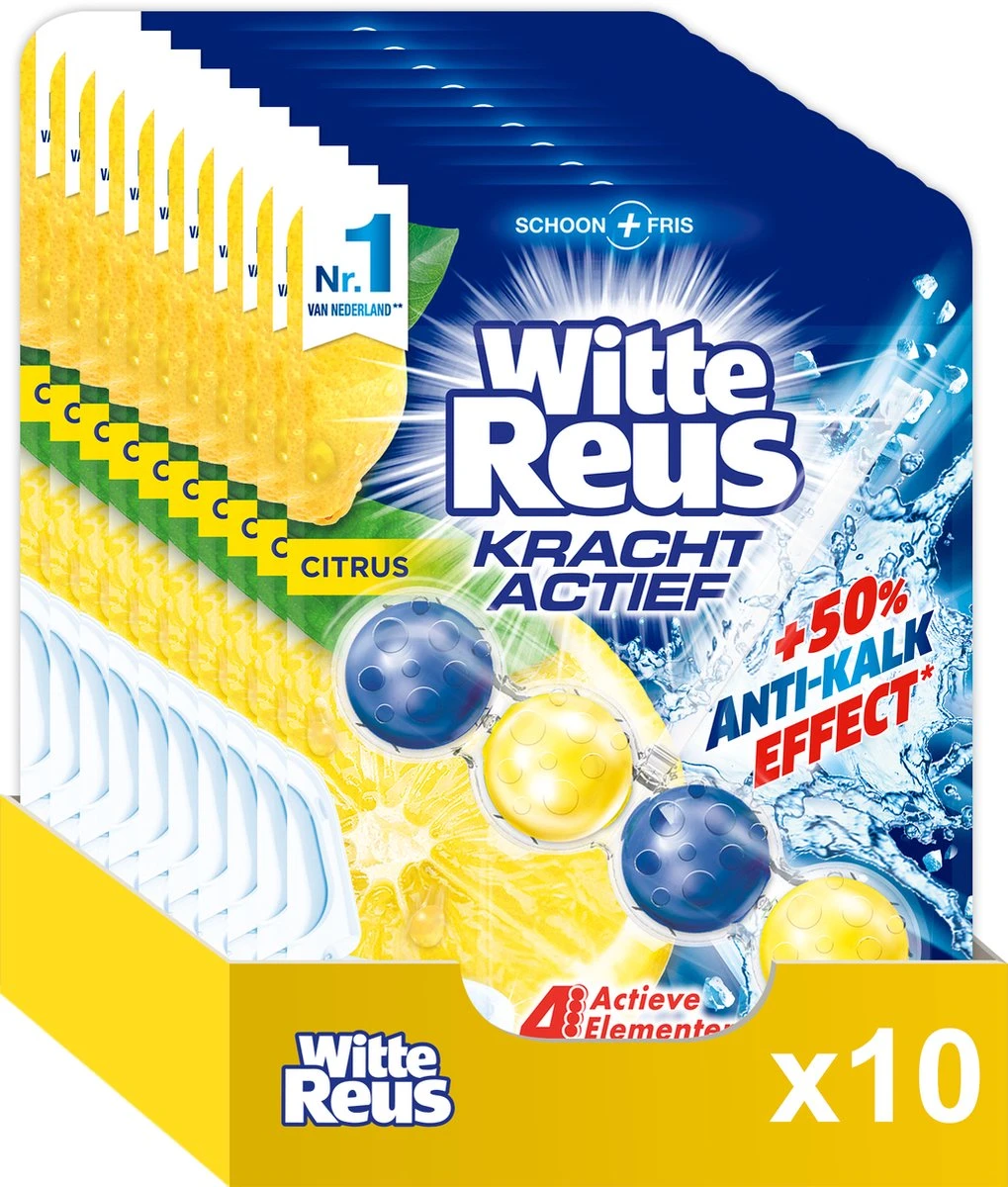 Witte Reus Kracht Actief Toiletblok - Citrus - WC Blokjes Voordeelverpakking - 10 Stuks