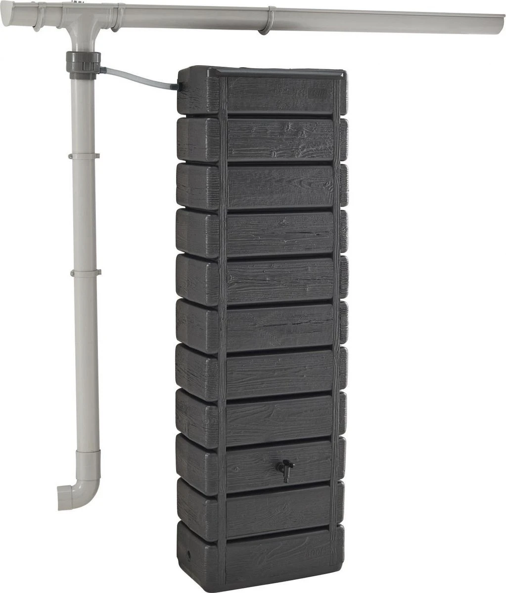 Regenton Muurtank, Grandval 300L, Antraciet Kunststof, Imitatiehout, Met Gootaansluitset Inbegrepen - Image 6