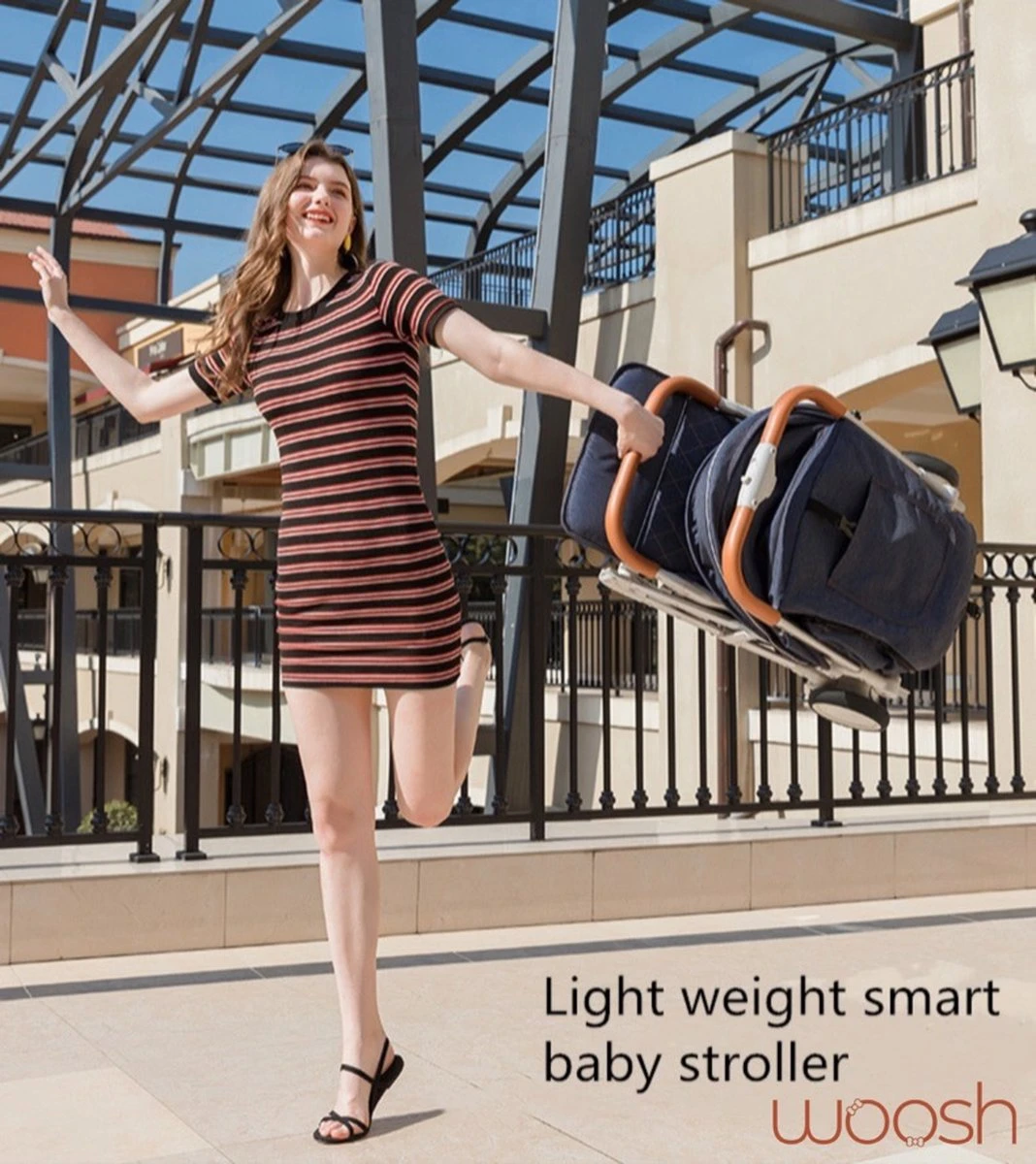 WOOSH New Buggy - Zwart - One Hand Folding - 3 Slaapstanden - Wandelwagen Tot 25 Kg - Regenhoes - Bekerhouder - Muggennet - Image 4