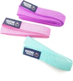 WOW PEACH - WITHOUT LEMONS - Totall Body Weerstandsbanden Van Hoge Kwaliteit - Set Van 3 - Katoenen Fitness Elastiek Van Premium Materiaal - LONG BAND - FITNESS - BootyBands