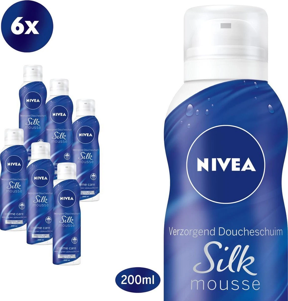 NIVEA Silk Mousse Crème Care - 6 X 200 Ml - Voordeelverpakking - Doucheschuim