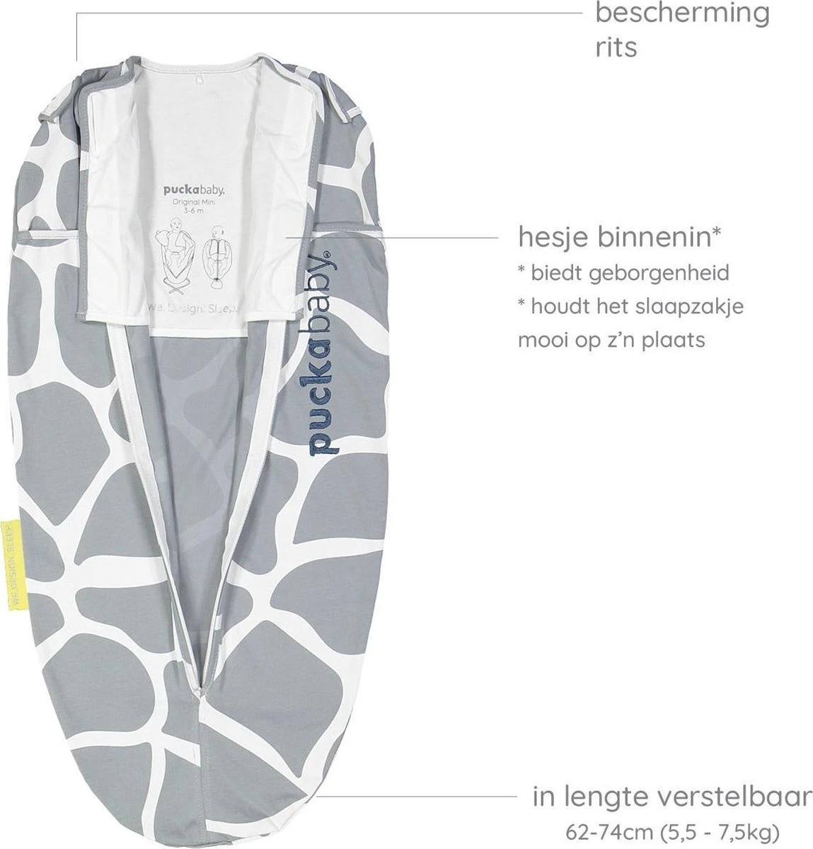 Puckababy Inbakerslaapzak Original Mini - 3-6 Maanden - Giraph Sky - Image 3