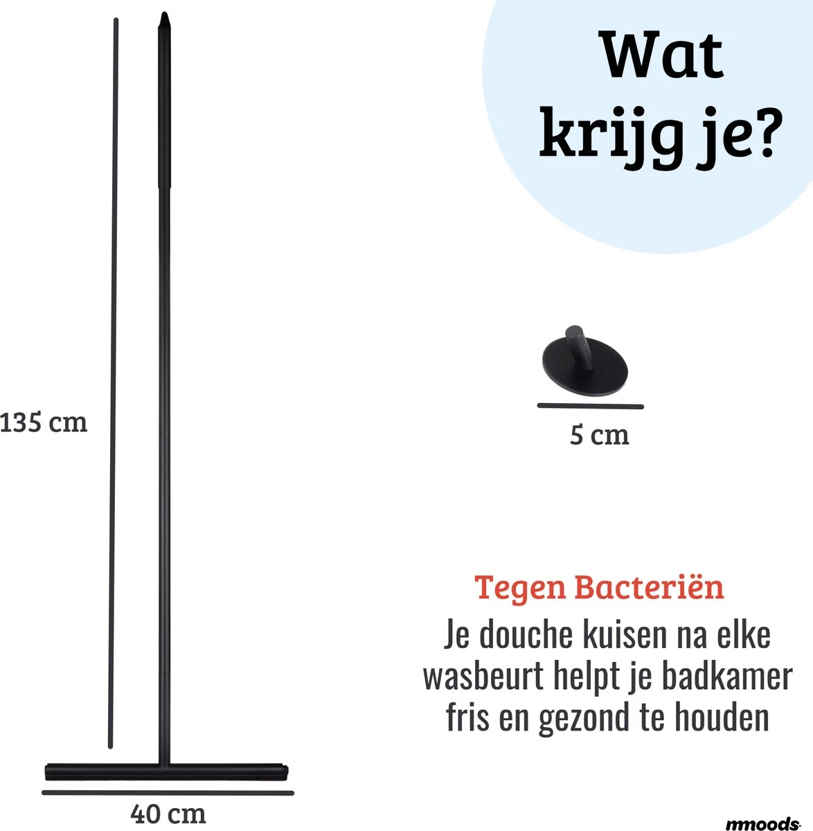 Mmoods Luxe Vloertrekker Zwart - Vloerwisser Met Steel Badkamer - Watertrekker Douche - Douchewisser Ophangen - Image 7