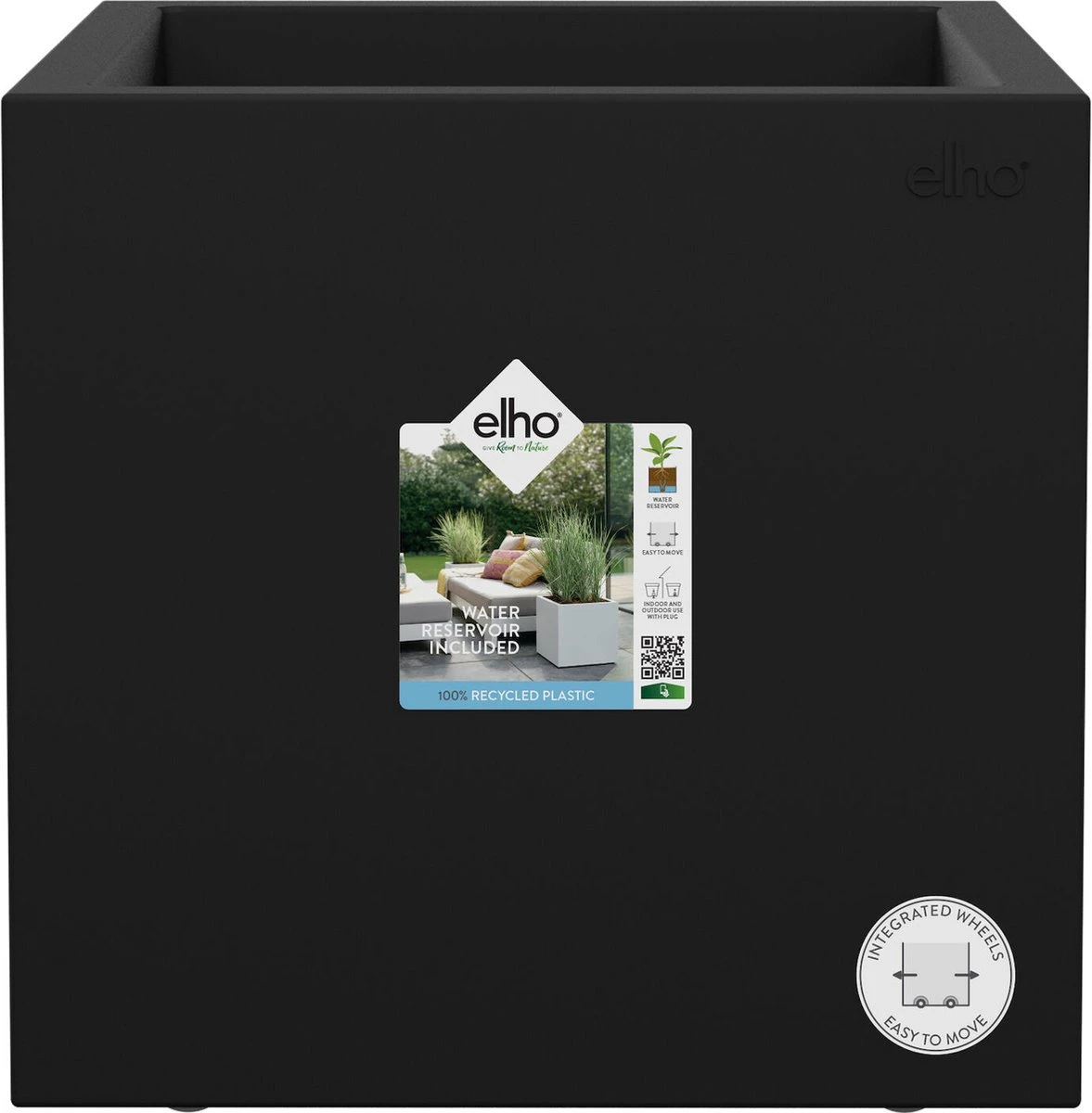 Elho Vivo Next Vierkant 40 - Plantenbak Voor Binnen & Buiten - Ø 39.0 X H 37.9 Cm - Zwart/Living Black