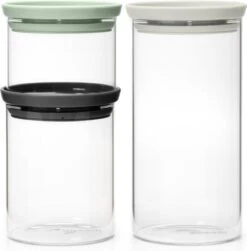 Brabantia Voorraadpotten - Stapelbaar - 0,3 0,6 & 1,1 L - Glas