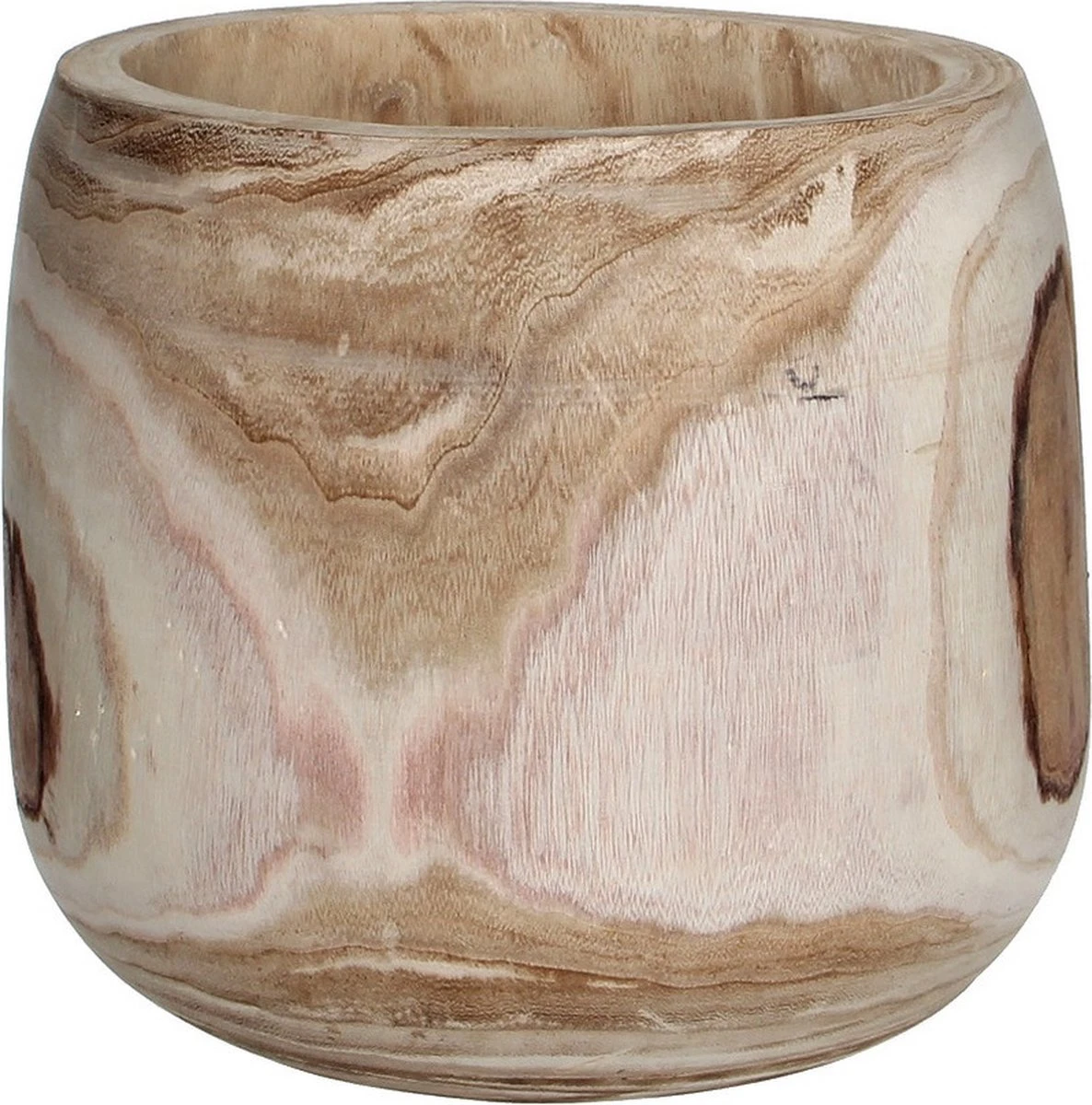 Mica Decorations Pia Bloempot - H31 X Ø31 Cm - Paulownia Hout - Lichtbruin