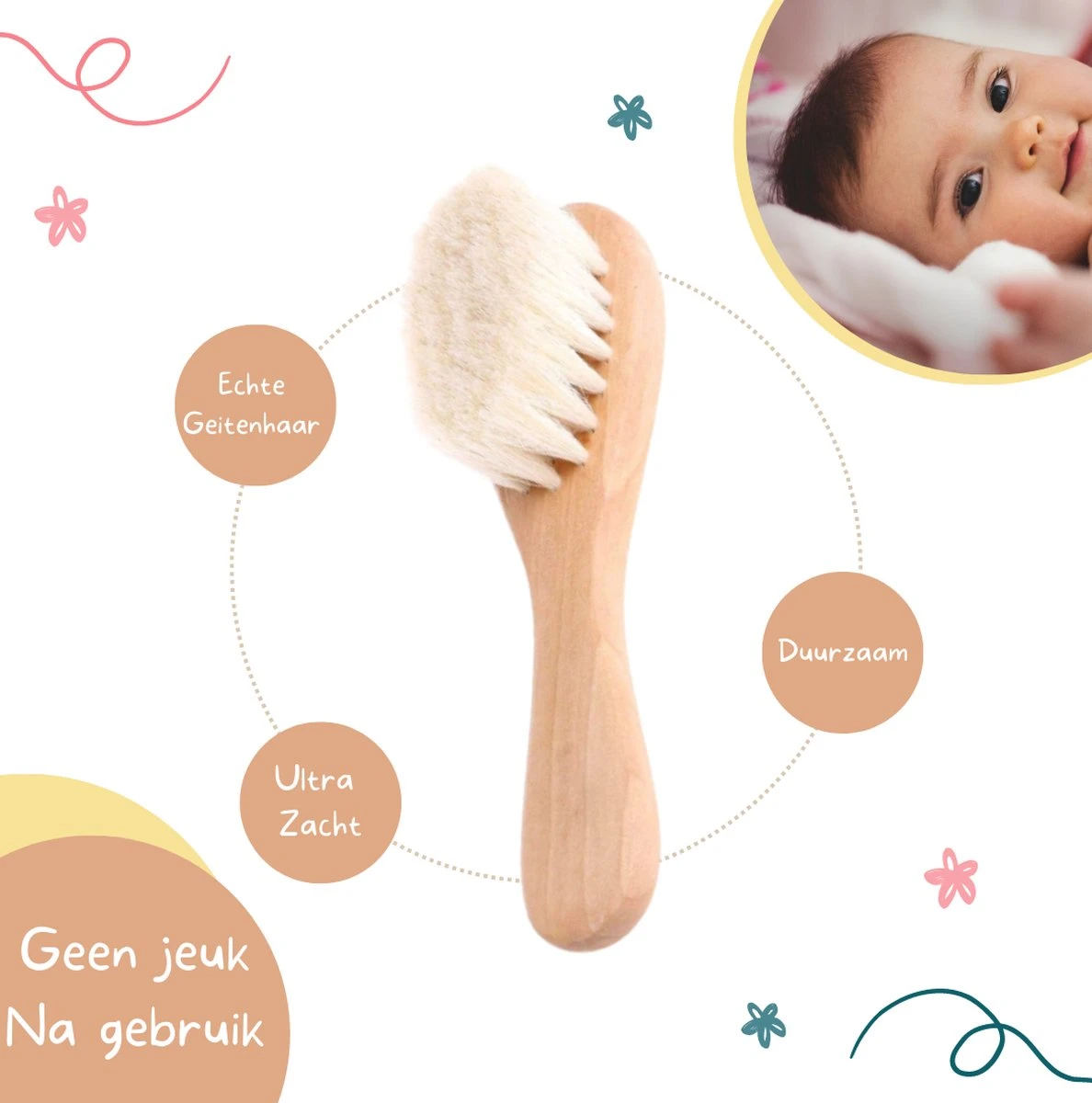 Baby Borstel - Baby Haarborstel - Baby Verzorging Set - Baby Borstel En Kam - Houten Baby Kam - Haarborstel Set - Babyshower Gift- Baby Verzorgingsproducten - Baby Kam - Kraamcadeau - Image 4