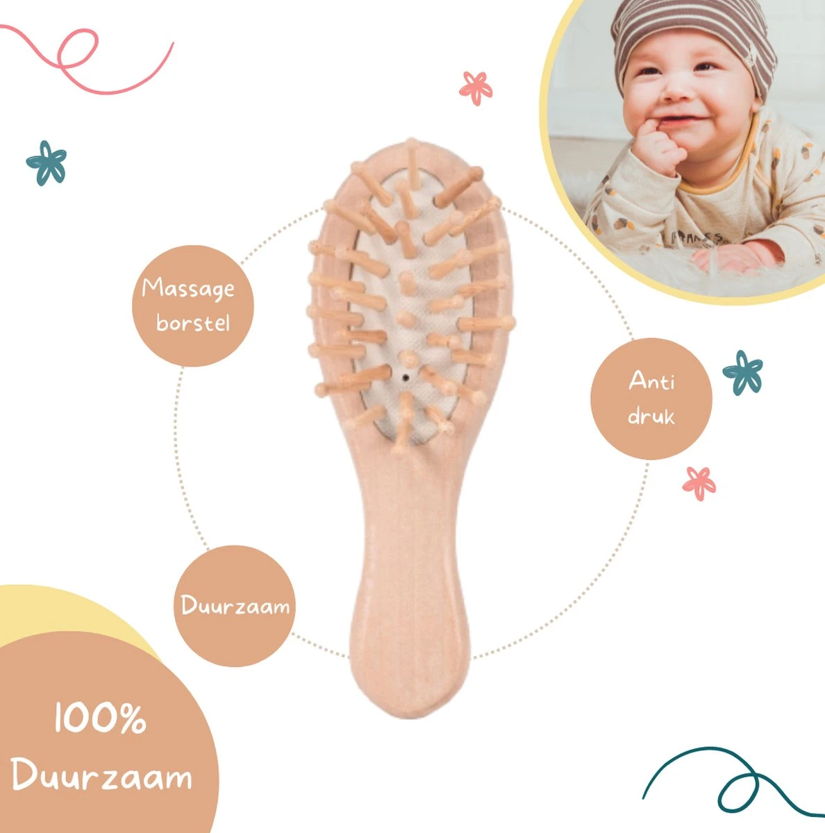 Baby Borstel - Baby Haarborstel - Baby Verzorging Set - Baby Borstel En Kam - Houten Baby Kam - Haarborstel Set - Babyshower Gift- Baby Verzorgingsproducten - Baby Kam - Kraamcadeau - Image 2