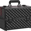 Make-upkoffer, Kapperskoffer, Cosmeticakoffer, Lege Nagelkoffer, Multikoffer, Afsluitbaar Voor Nageldesign/massageolie/fotoapparatuur, 34,7 X 22,2 X 25 Cm , Volledig Zwart HM-YAHEE-411233