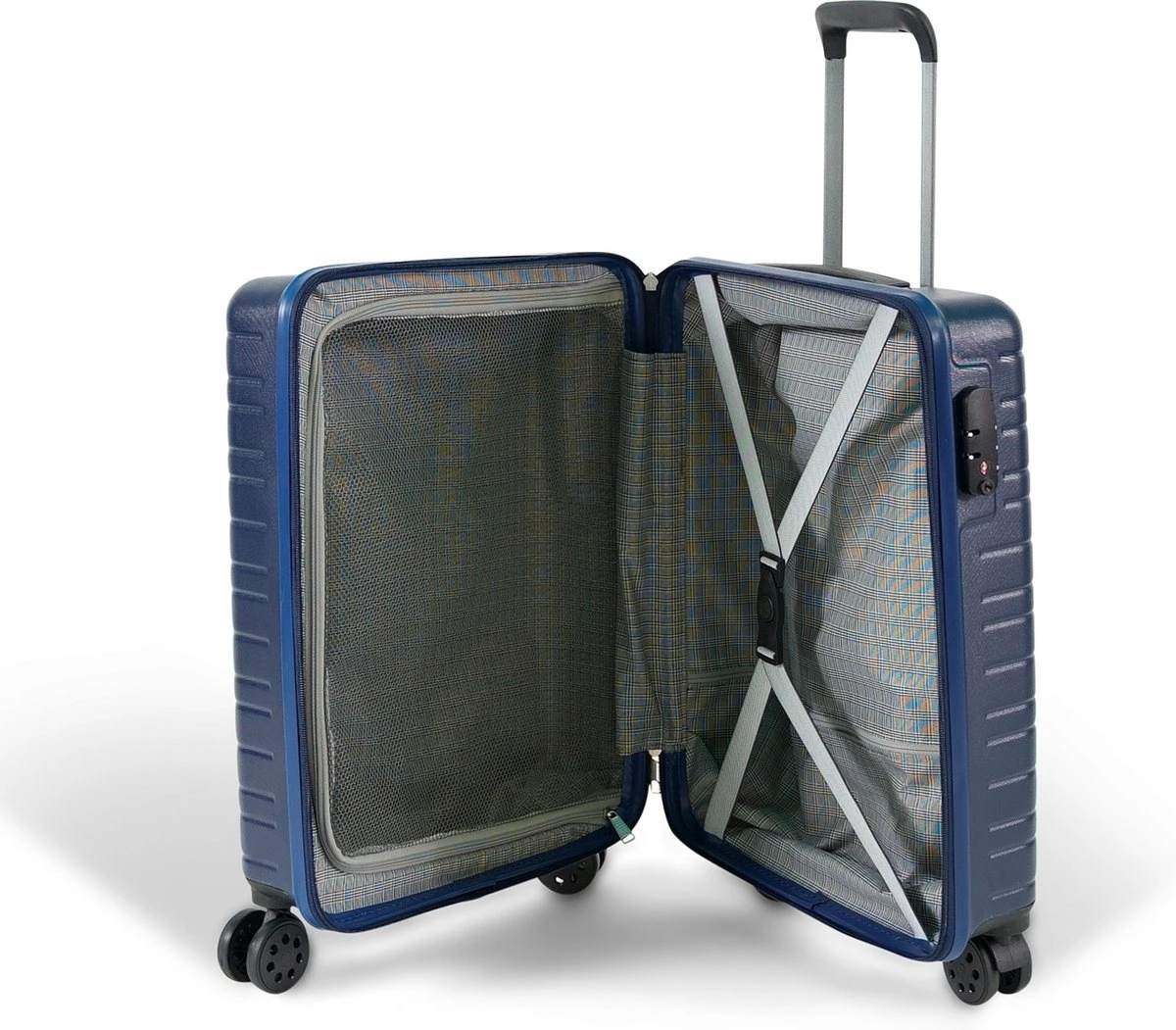 ©TROLLEYZ - Amsterdam No.9 - Trolley - 55cm Met TSA Slot - Dubbele Wielen - 360° Spinners - 100% ABS - Handbagage Koffer In Ocean Blue - Image 4