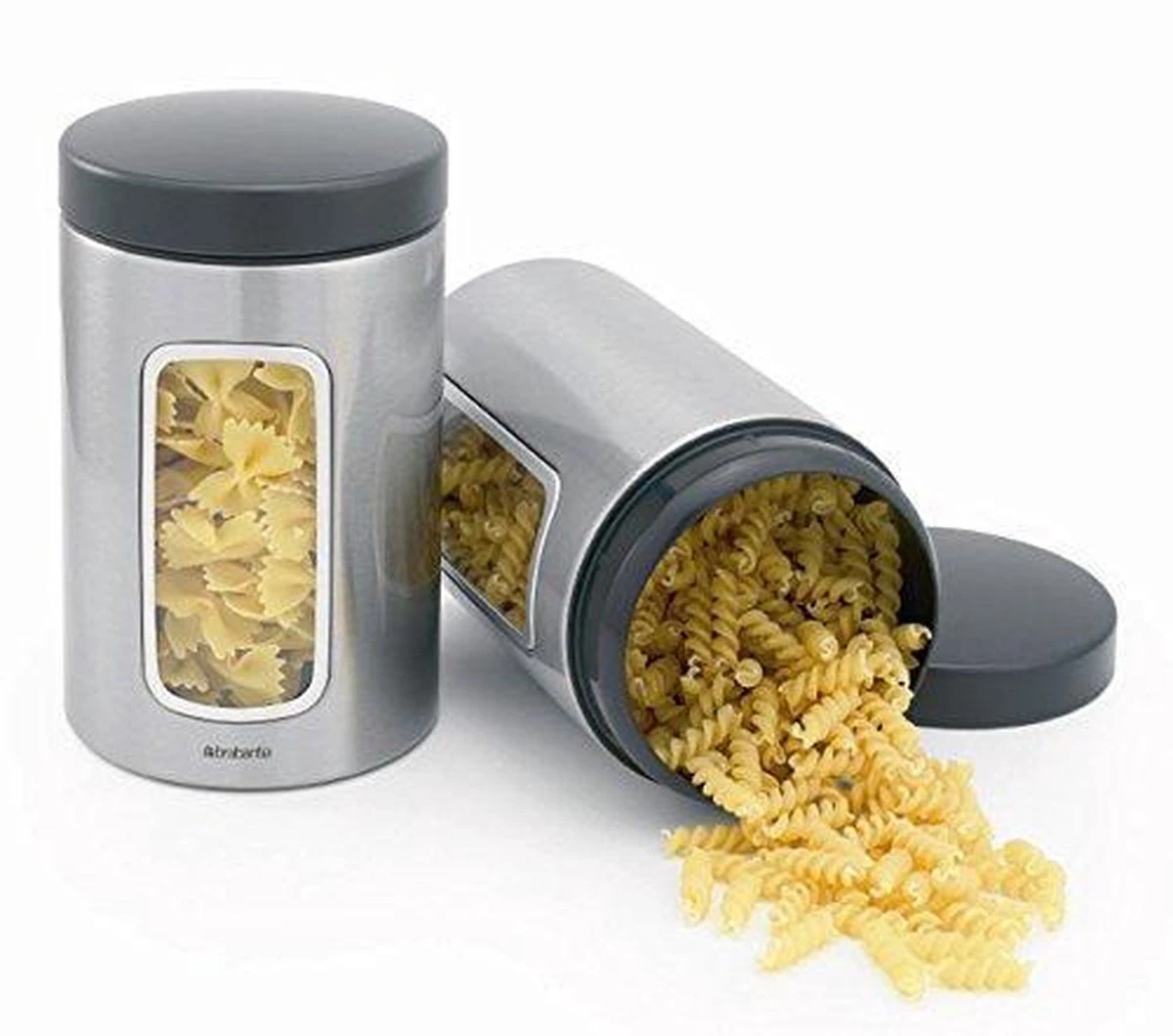 Brabantia Voorraadbus - 1,4 L - Matt Steel Fingerprint Proof / Matt Black Deksel - Met Venster - Image 10