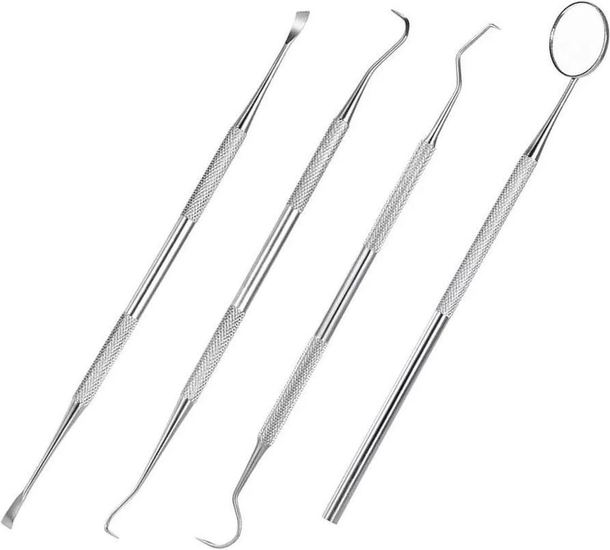 Compleet Tandarts Setje –4 Stuks Tandsteenhaakje – Tandartshaakje - Mondspiegel – Tandarts Gereedschap – Mondverzorging – Stainless Steel - Image 2