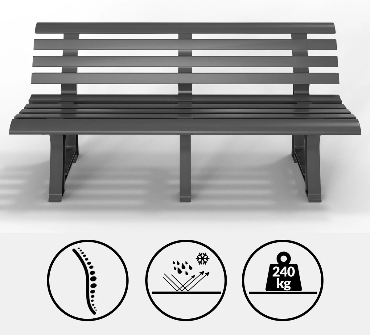 Casaria Tuinbank Orchidea – Kunststof/240kg Belastbaar – Antraciet - Image 5