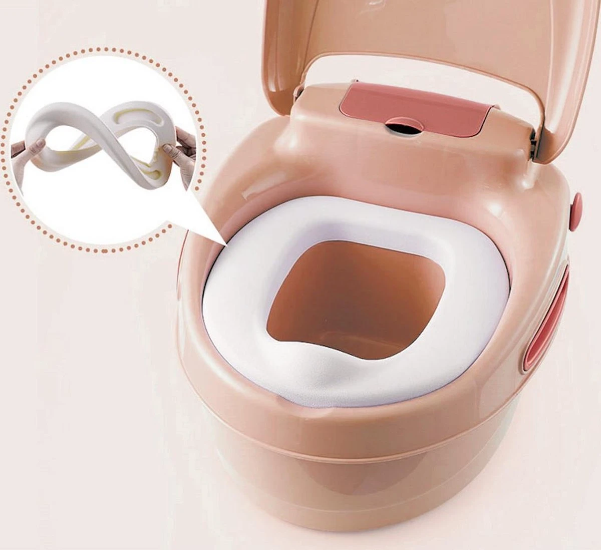 Housie 3-in-1 Plaspotje – Plaspotje Kind – Potje Peuter – Potje Met Deksel – WC Potje Peuter – WC Verkleiner – Opstapje - Roze - Image 9