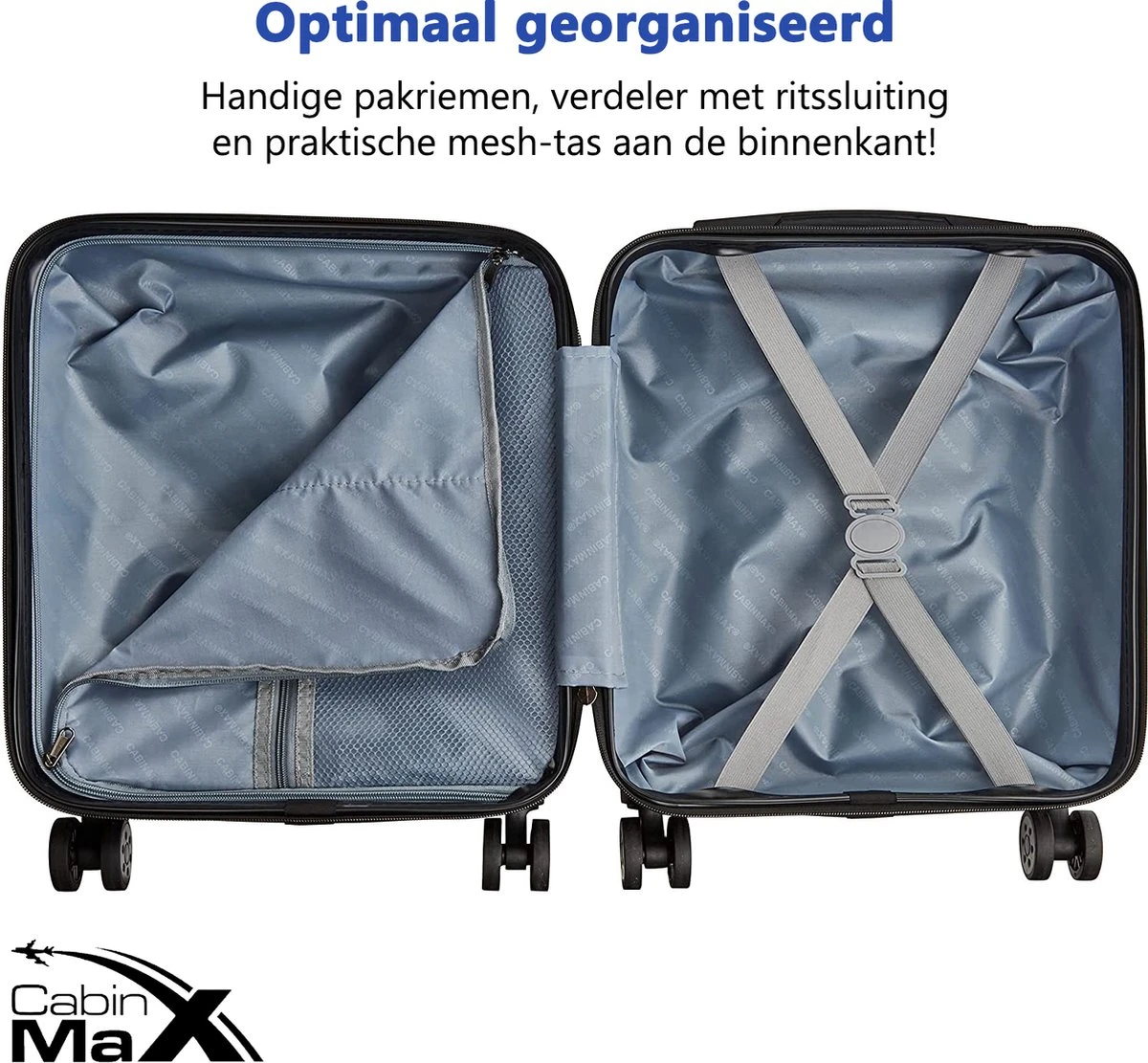 CabinMax Handbagage Koffer - Trolley 30L - Harde Reiskoffer - 45x36x20cm - Lichtgewicht - Groot Capaciteit - Zwart - Image 5