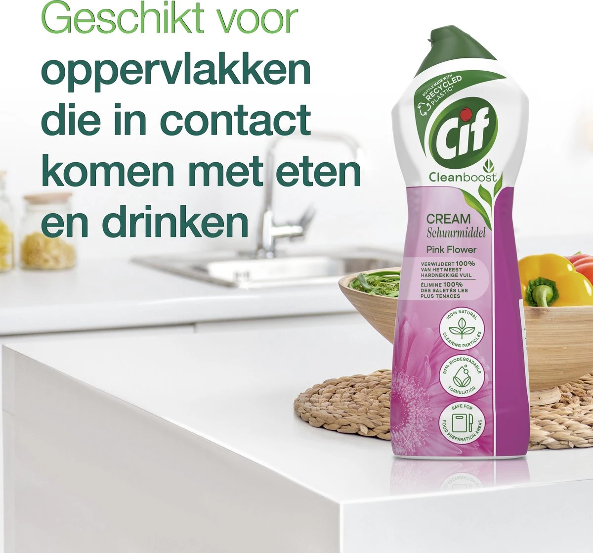 Cif CleanBoost Cream Pink Schuurmiddel - 8 X 750 Ml - Voordeelverpakking - Image 4
