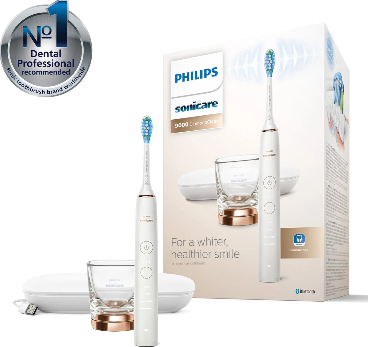 Philips Sonicare DiamondClean 9000 HX9911/94 - Luxe Elektrische Tandenborstel - Wit En Rosé Goud - Image 10
