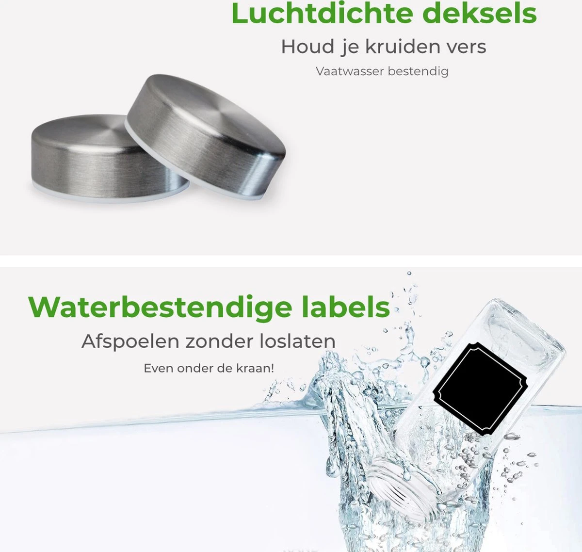 Soothe 48 Glazen Kruidenpotjes Set Met 2 Soorten Strooideksels – Kruidenstrooier – Compleet Pakket Incl Kruidenpotjes Stickers, Krijtstift En Accessoires - Image 10