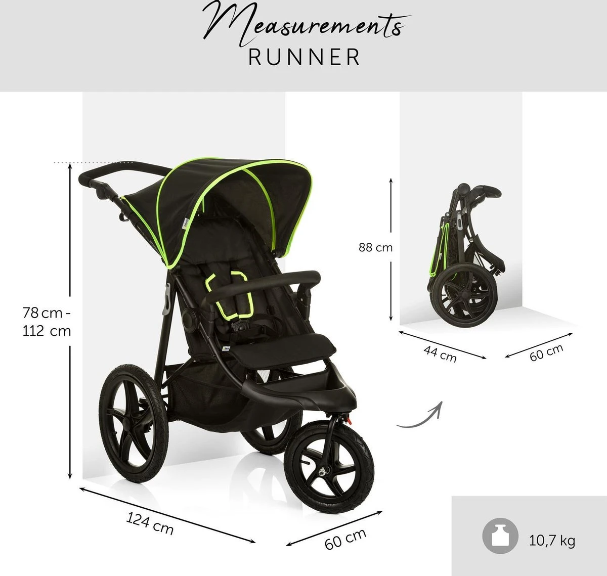 Hauck Runner Kinderwagen - Zwart/Neon Geel - Image 4