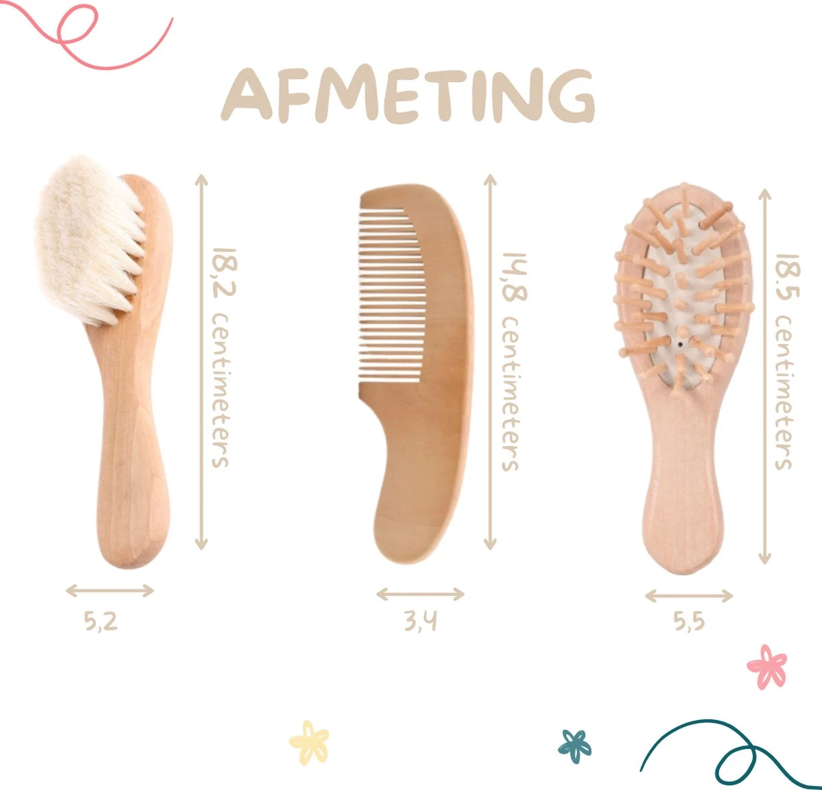 Baby Borstel - Baby Haarborstel - Baby Verzorging Set - Baby Borstel En Kam - Houten Baby Kam - Haarborstel Set - Babyshower Gift- Baby Verzorgingsproducten - Baby Kam - Kraamcadeau - Image 5