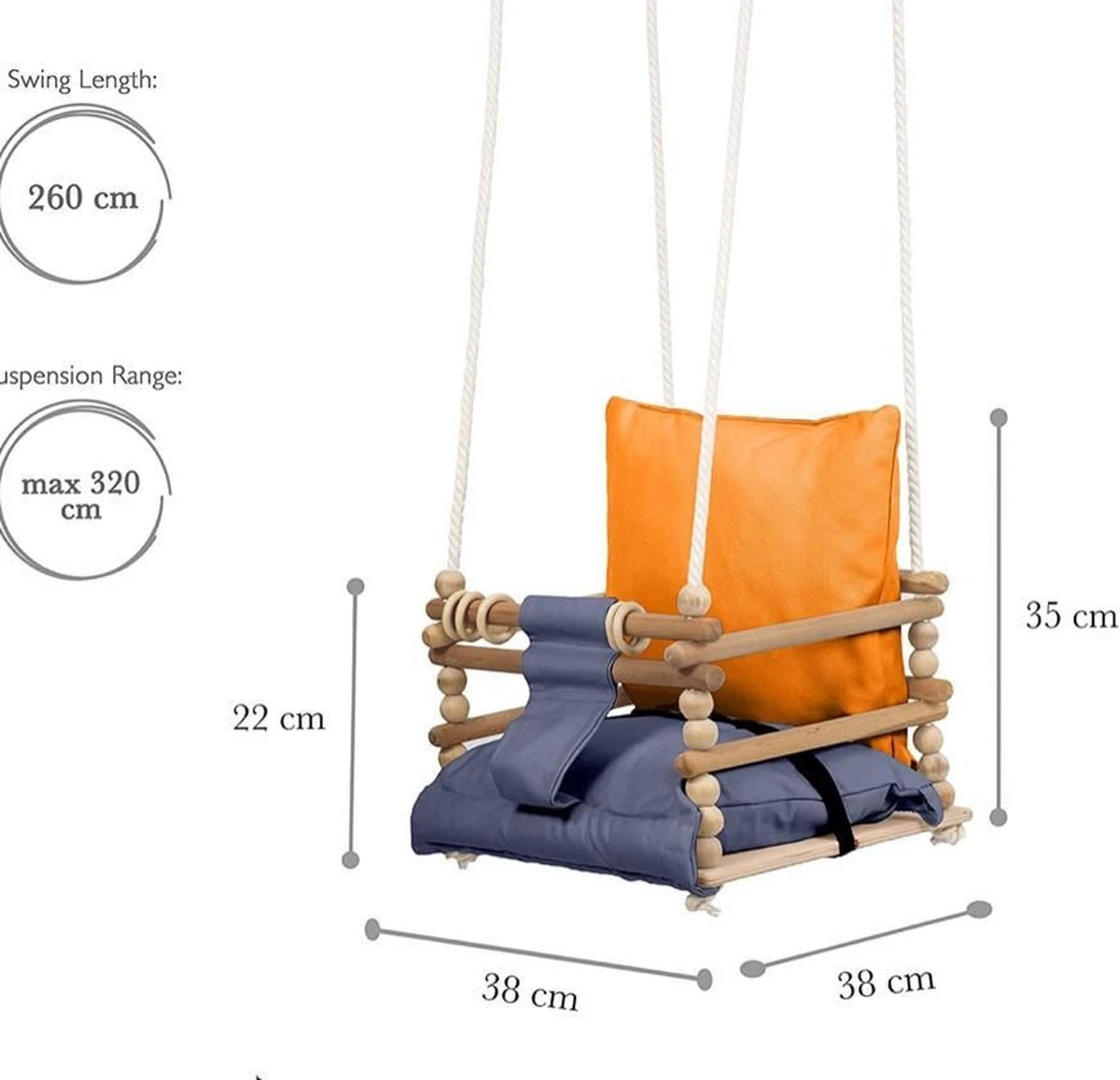 Babyschommel Met Berkenhout - Schommel Baby - Baby Swing Tot 60 Kg - Verstelbaar Schommel Kind - Babyswing - Image 2