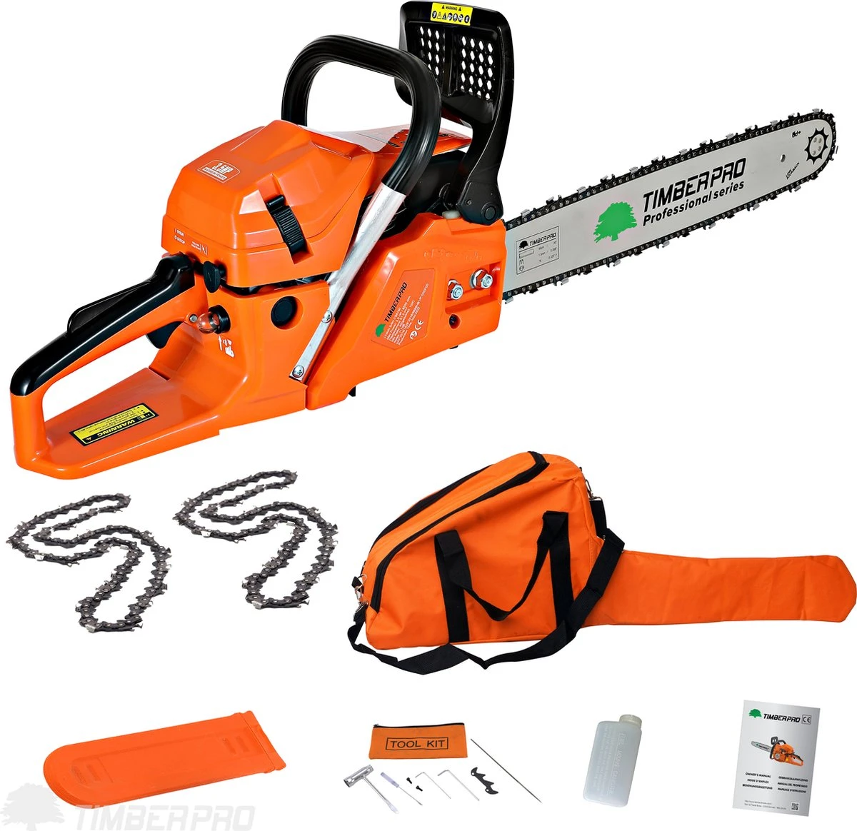 TIMBERPRO - Kettingzaag – Benzine - 62 Cc - Zwaardlengte 50 Cm - Transportzak - 2e Ketting - Image 3