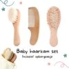 Baby Borstel - Baby Haarborstel - Baby Verzorging Set - Baby Borstel En Kam - Houten Baby Kam - Haarborstel Set - Babyshower Gift- Baby Verzorgingsproducten - Baby Kam - Kraamcadeau