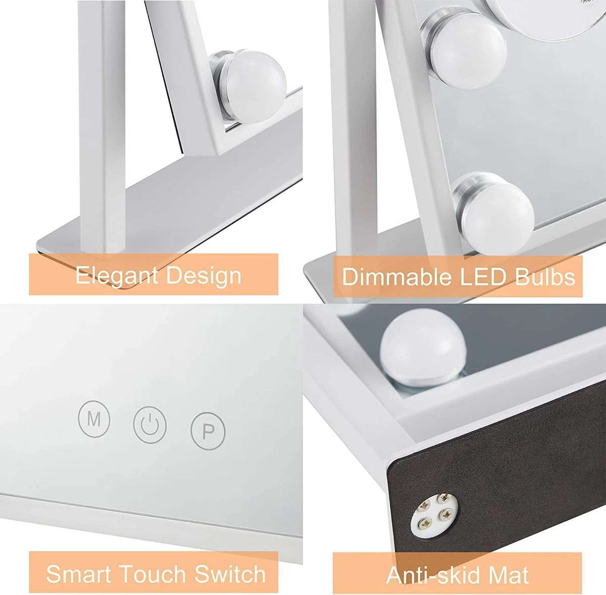 Bright Beauty Vanity Make Up Spiegel Met Verlichting - Wit - Dimbaar Met Drie Lichtstanden - Image 4