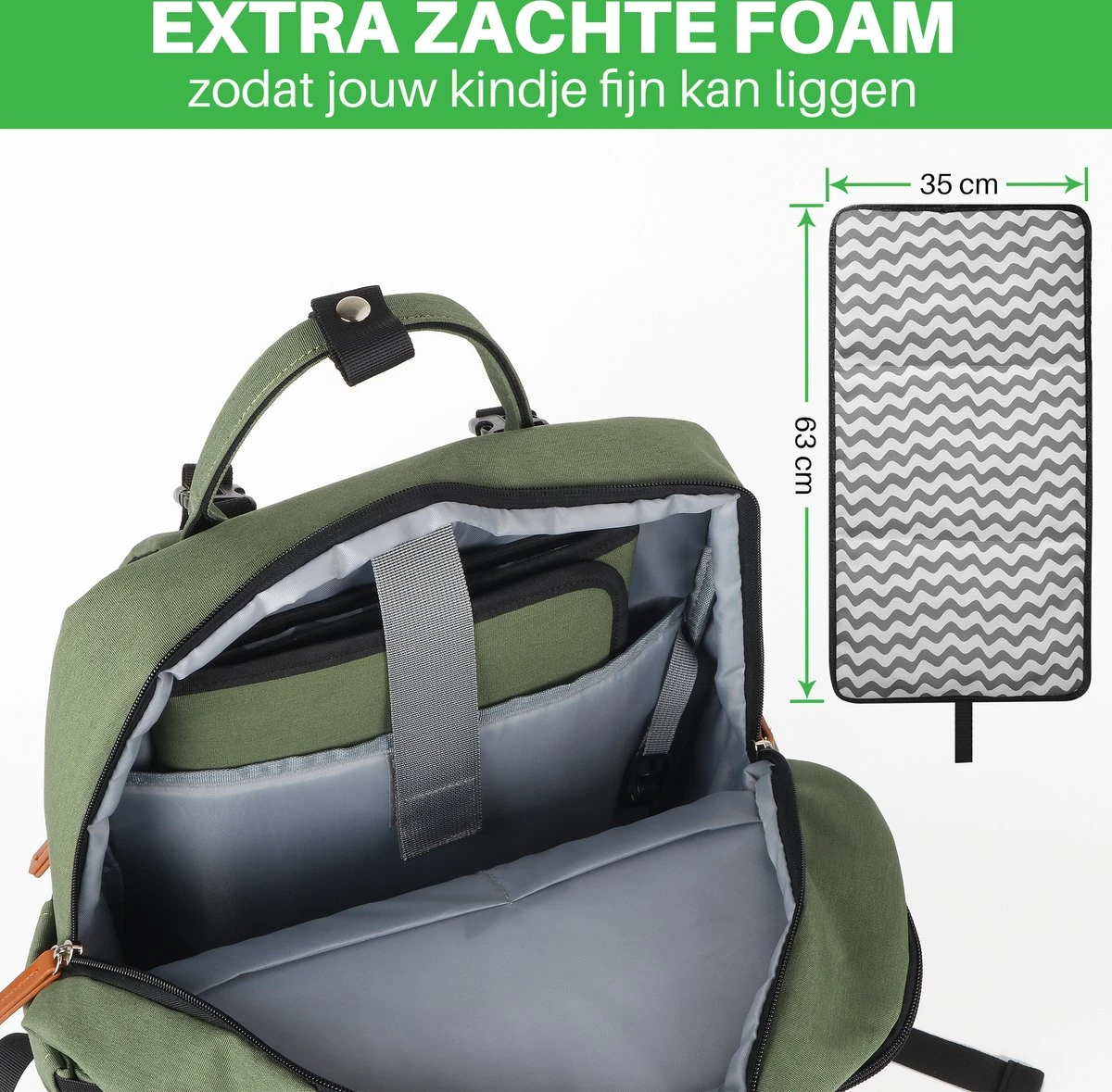 Brisby Slijtvaste Luiertas – Verzorgingstas – Met Buggymontage - Groen - Image 9