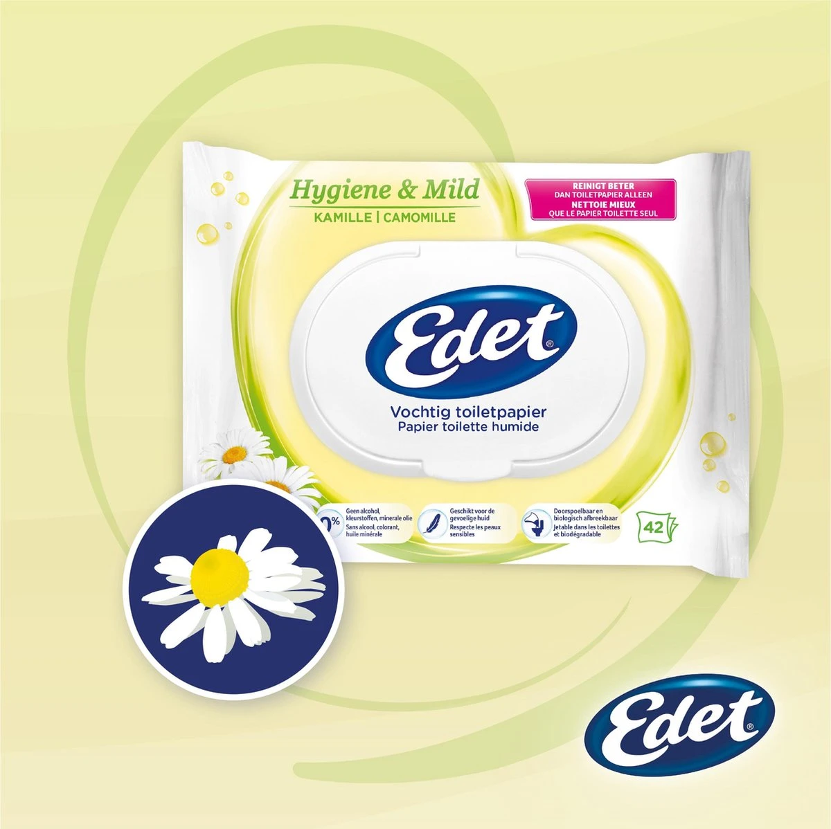 Edet Kamille Vochtig Wc Papier - 7 Stuks - Met Natuurlijke Kamille Extracten - Image 2