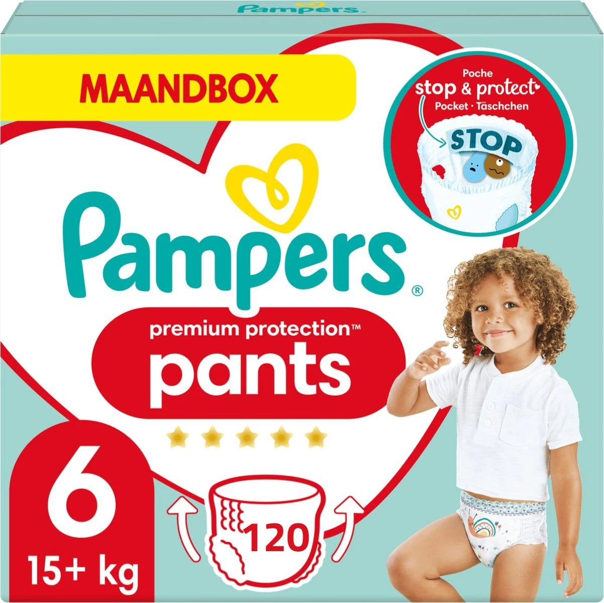 PampersĀ® Pampers Premium Protection Pants Luierbroekjes - Maat 6 (+15 Kg) - 120 Stuks - Maandbox