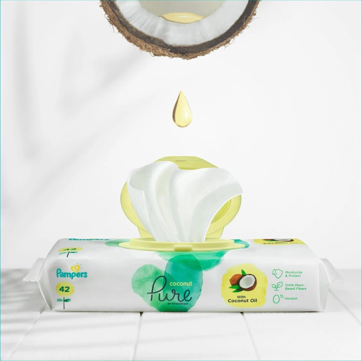 PampersĀ® Pampers Pure Coconut Babydoekjes - 18pakjes Van 42 Doekjes =756 Babydoekjes - Image 4