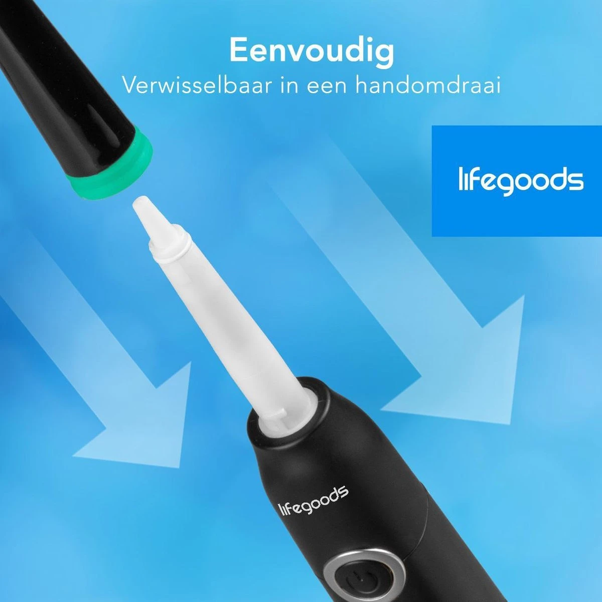 LifeGoods Opzetborstels - Voor Elektrische Tandenborstel - 4 Stuks - Zwart/Blauw - Image 4