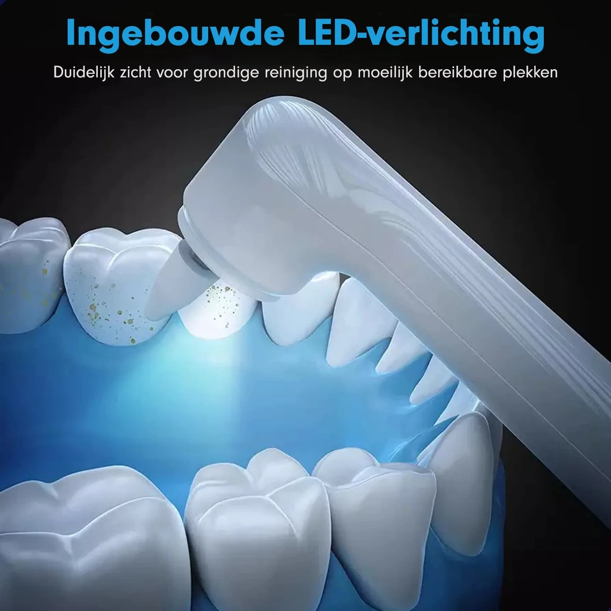 DEN-T® PRO P350 Elektrische Tandenpolijster - Wit - 5 Standen - 5 Opzetstukken - Polijstmachine - Polijstset - Tanden Polijsten - - Image 4