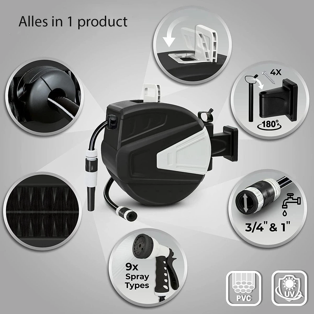 Sens Design Slanghaspel - Tuinslang Haspel - Automatisch - Zwart - 20m - Image 7