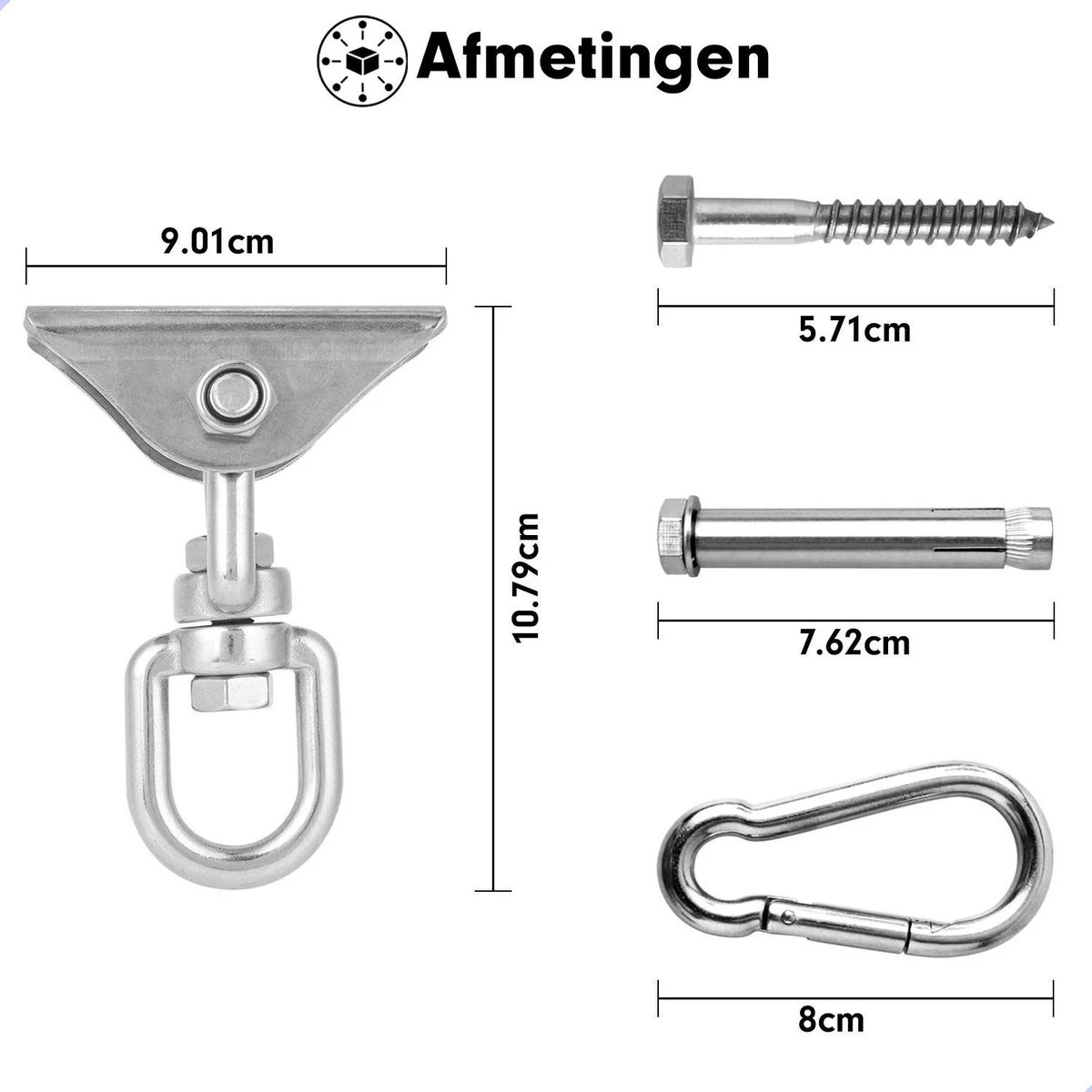Luxe Ophangsysteem - 180° Schommelen, 360° Roteerbaar - Plafondhaak - Ophanghaak - Hangstoel Buiten - Hangstoel Binnen – Schommelstoel - Schommel - Bokszakken - RVS - Nederlandse Handleiding - - Image 4