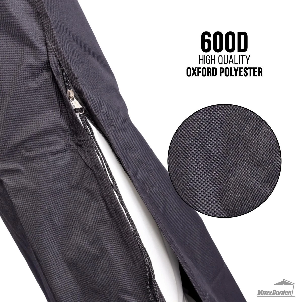 MaxxGarden Parasolhoes - Afdekhoes Voor Zweefparasol - Beschermhoes - 200-400 Cm - Met Rits En Trekkoord - Zwart - Image 4