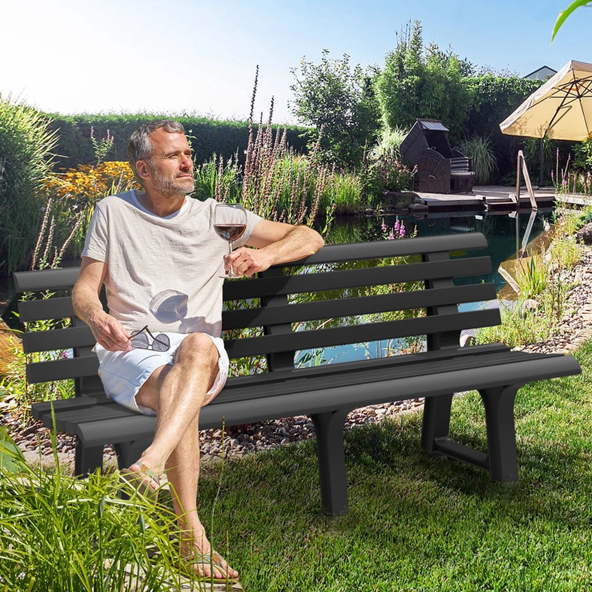 Casaria Tuinbank Orchidea – Kunststof/240kg Belastbaar – Antraciet - Image 6