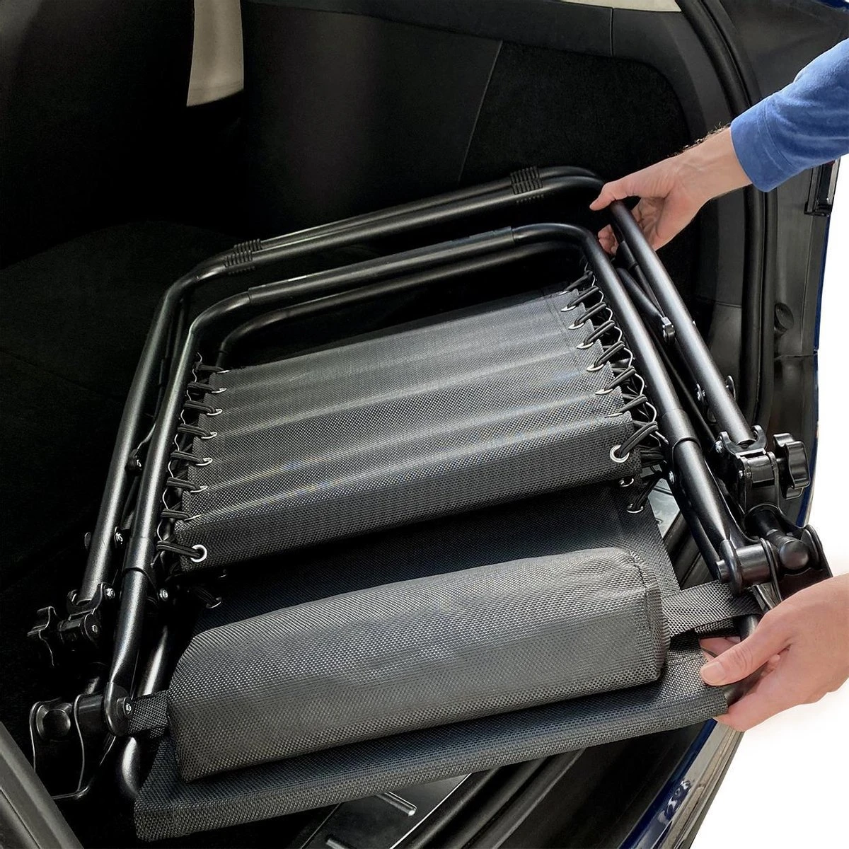 LifeGoods Opvouwbare Tuinstoelen - Verstelbaar Zonnescherm - 2 Stuks - 30°-90° Verstelbaar - Metaal - Zwart - Image 6