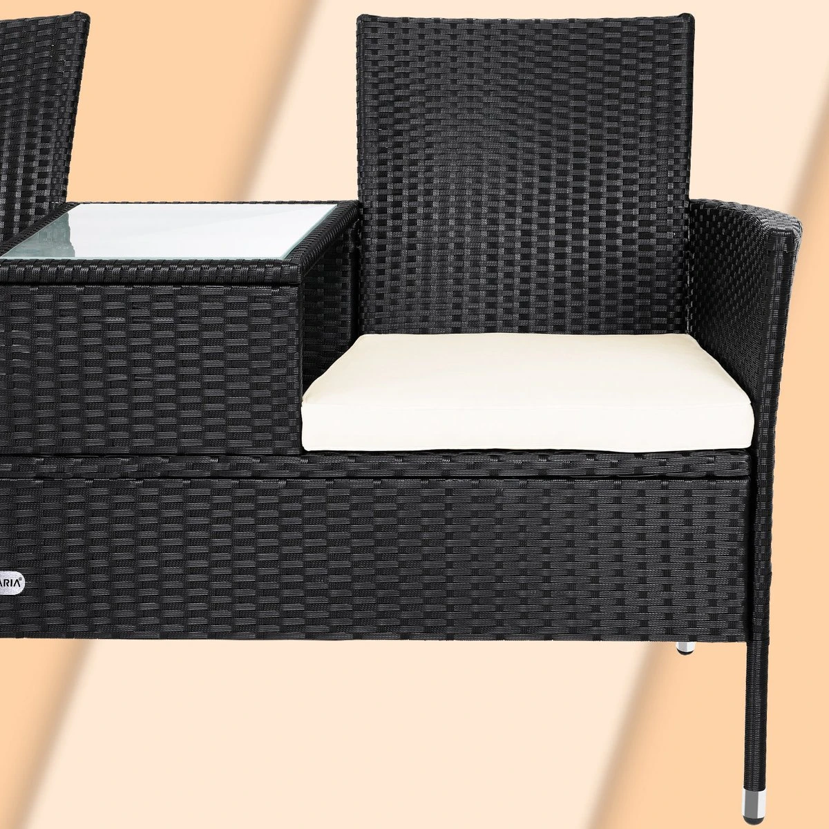 Casaria Polyrattan Tuinbank - Incl. Kussen - 143x55x88 Cm Zwart - Image 9