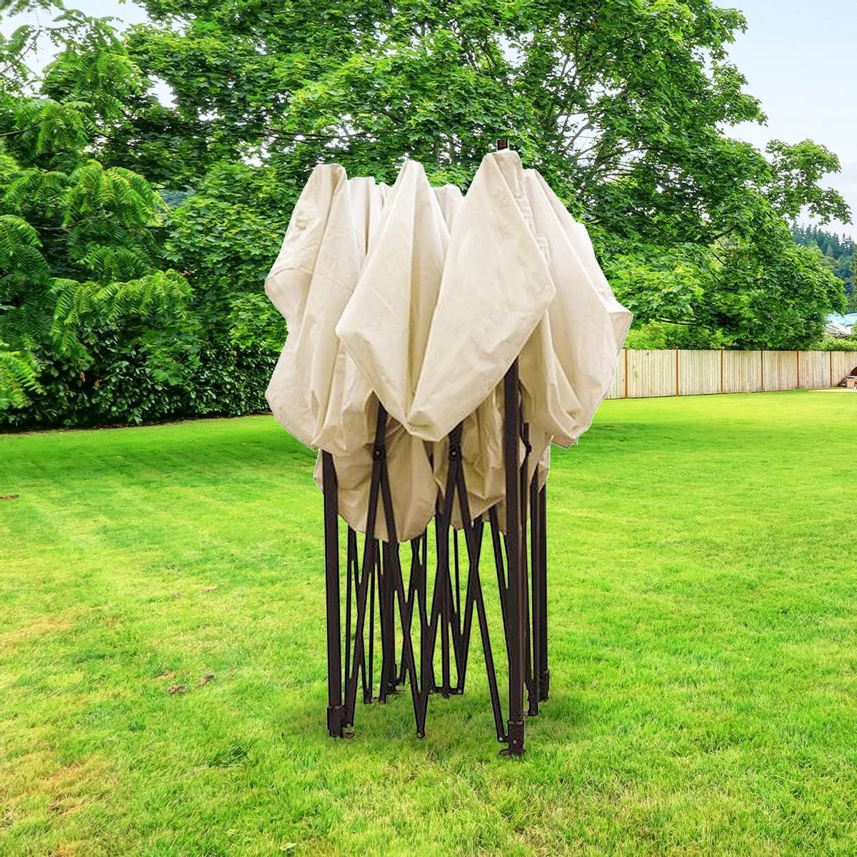 LifeGoods Partytent - 3x3 M - Zijwanden - Easy Up - Opvouwbaar - Waterdicht - Draagtas Met Wieltjes - Beige - Image 10