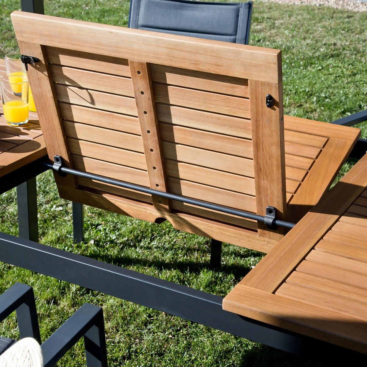 NATERIAL - Uitschuifbare Tuintafel ORIS - Uitschuifbare Tafel Voor 6 Tot 8 Personen - 180-240x100 Cm - Aluminium - Hout Eucalyptus - Image 7