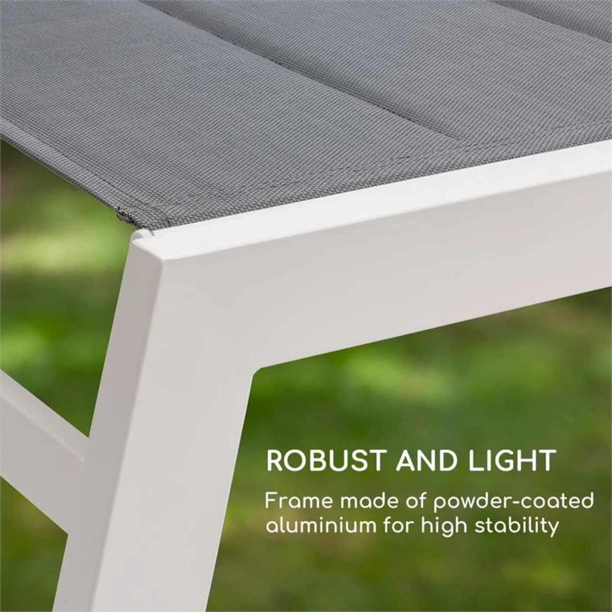 Blumfeldt Renazzo Lounge Ligstoel - Ligbed Voor De Tuin - Aluminium Tuinstoel - 6 Standen - Waterafstotend - Bekleding Van 70 % Pvc En 30 % Polyetheen - Grijs - Image 8