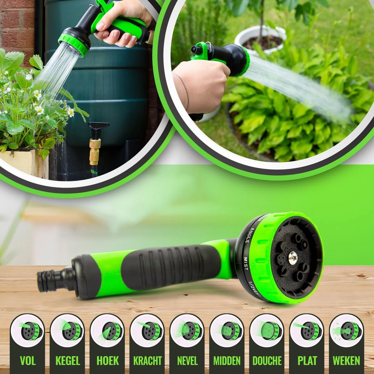 MD-Goods ® Super Sterk Uitrekbare Tuinslang Tot 30 Meter + GRATIS Tas En Koppelstuk - Tuinsproeier - Tuin Besproeien - Waterslang - Sproeikop - Groen - Flexibel Elastisch - Image 3