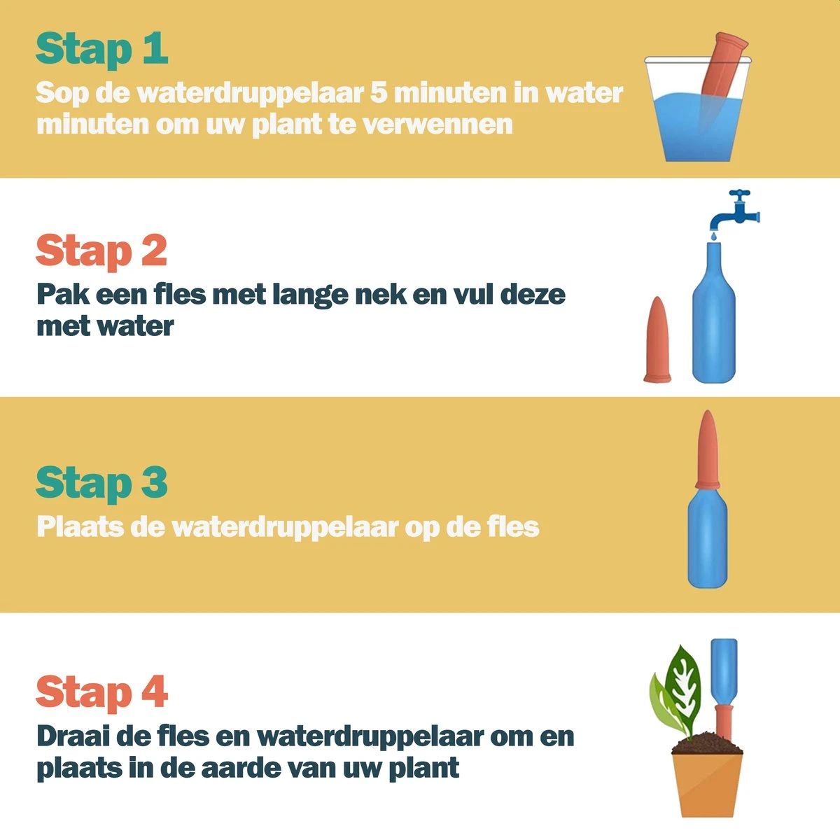 Bloomin Waterdruppelaar Van Terracotta - Waterdruppelaar Voor Planten - Druppelsysteem - Irrigatiesysteem - Watergeefsysteem - Bewateringssysteem - 8 Stuks - Image 2