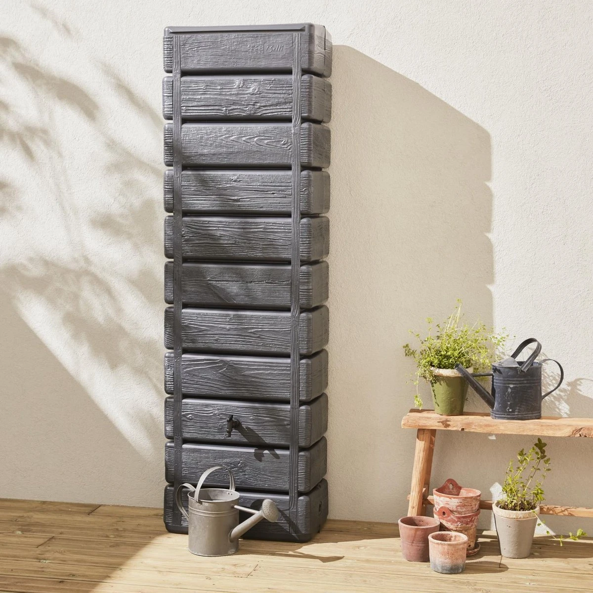 Regenton Muurtank, Grandval 300L, Antraciet Kunststof, Imitatiehout, Met Gootaansluitset Inbegrepen - Image 5