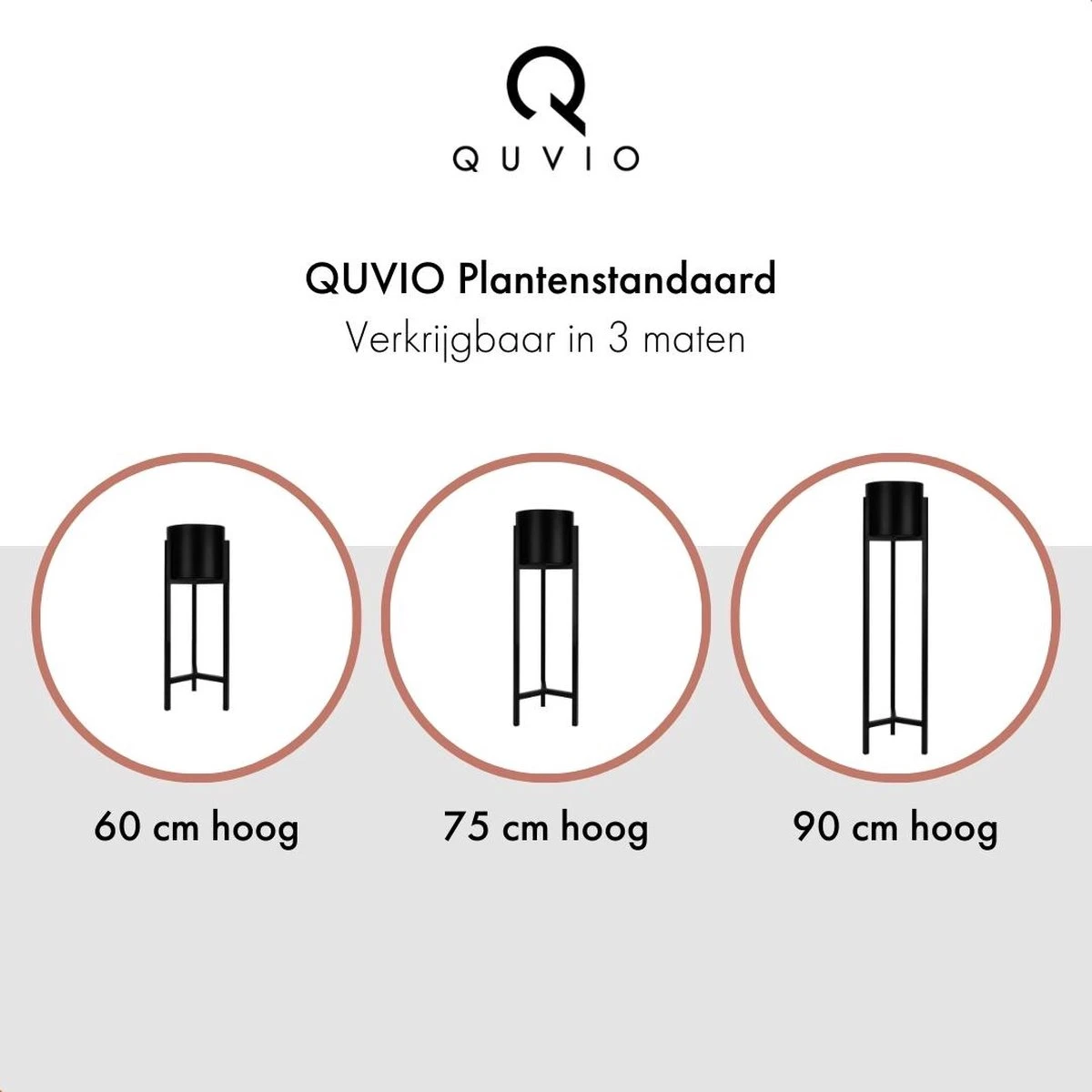 QUVIO Plantenstandaard Binnen - Inclusief Pot - Staande Plantenbak - Metaal - Bloempot - 22 X 22 X 60 Cm - Zwart - Image 9