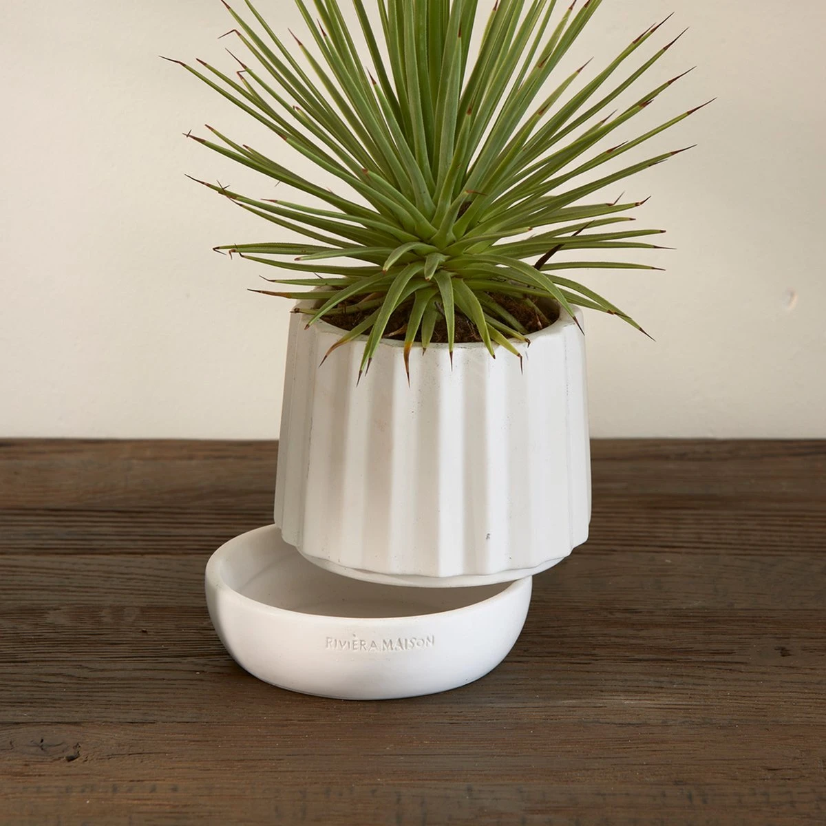 Riviera Maison Plantenbak Rond, Bloempot Met Ribbel - RM Let It Grow Planter - Wit - Porselein - Maat S - Image 4